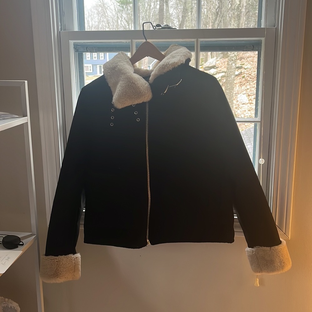 Fur lined suede jacket